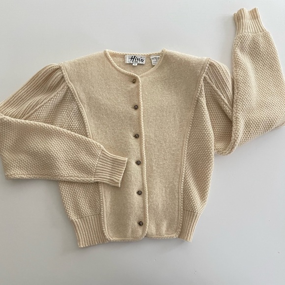 Sweaters - Puff Princess Sleeves Boiled Wool Vintage Cardigan Jacket S
